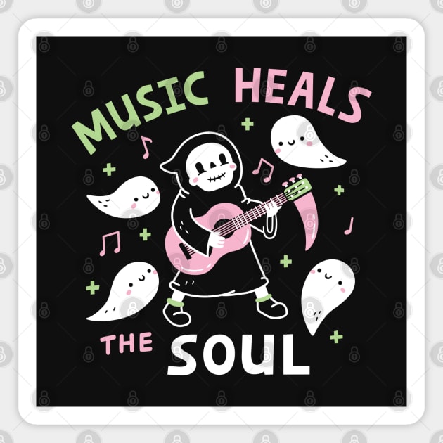 Music Heals The Soul, Grim Reaper Funny Magnet by rustydoodle